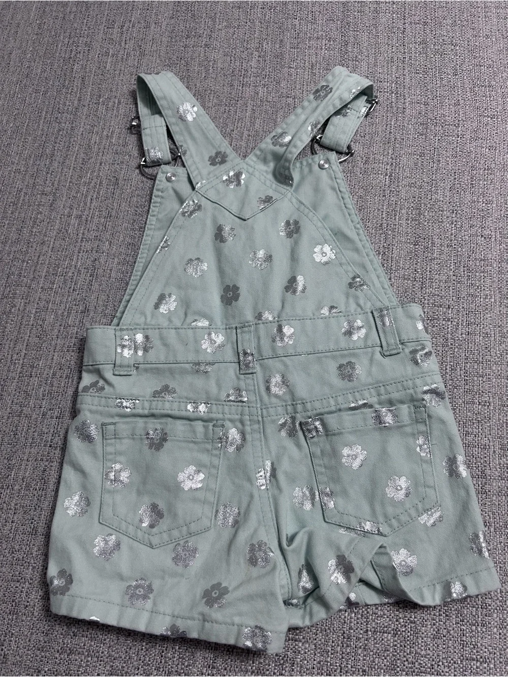 Girls' Mint Green Floral Pink Sequin Overalls. Size 3T. NWOT
